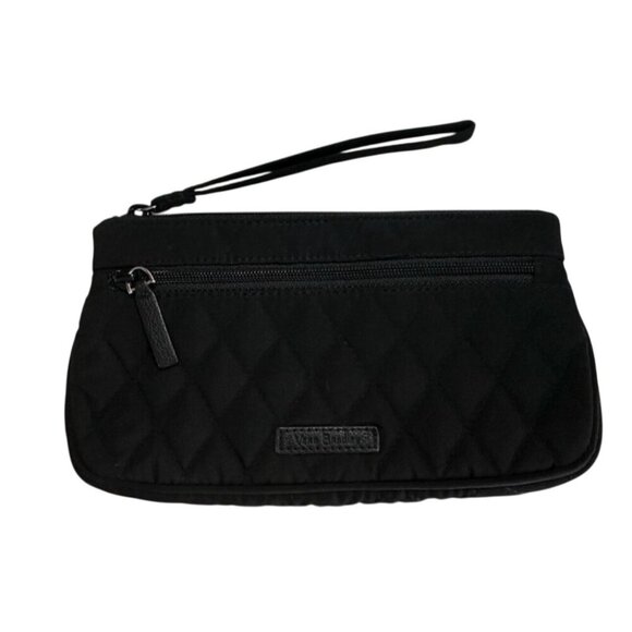 Vera Bradley Black Quilted Wristlet Clutch With Zipper Closure - Picture 1 of 7